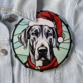 Badge Rond 15,2 Cm Grand Dane Vitrail Noël (En situation)