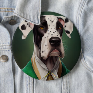 Badge Rond 15,2 Cm Grand Danois en robe de la Saint-Patrick