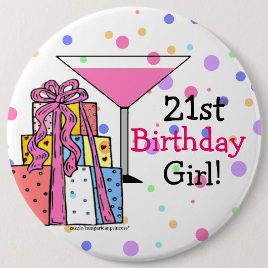 Badge Rond 15,2 Cm Grande 21ème fille d'anniversaire (Devant)
