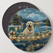 Badge Rond 15,2 Cm Grande Pyrénées Noël Festive Voyage (Devant & derrière)