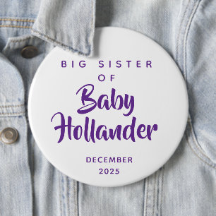 Badge Rond 15,2 Cm Grande Sœur de Bébé  Annonce de Grossesse Personna