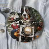 Badge Rond 15,2 Cm Grande Suisse de l'équitation moto Noël (En situation)