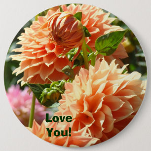 Badge Rond 15,2 Cm Grands Boutons personnalisés Je t'aime ! Fleurs d'