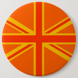 Badge Rond 15,2 Cm Gras orange Union Jack Britanniques Drapeau Swag