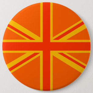 Badge Rond 15,2 Cm Gras orange Union Jack Britanniques Drapeau Swag