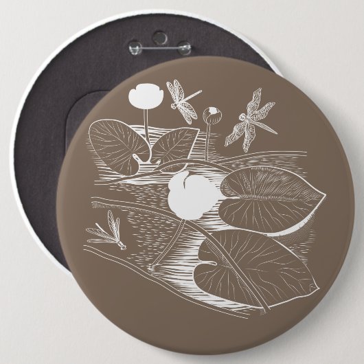 Badge Rond 15,2 Cm Gravure de nénuphars (Devant & derrière)