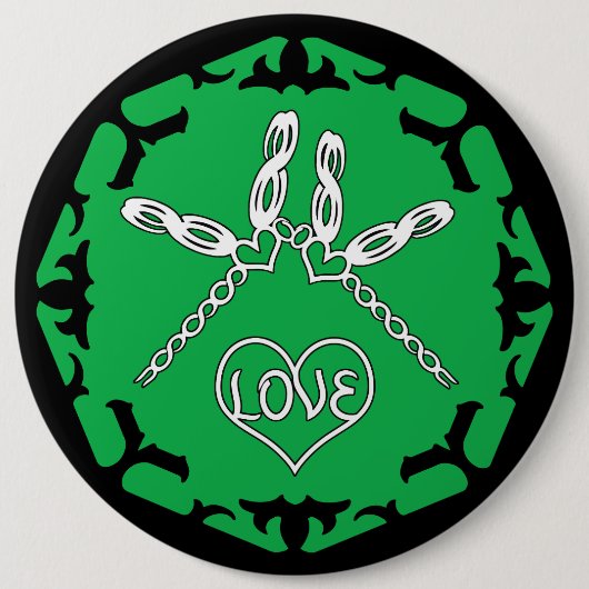Badge Rond 15,2 Cm Green Heart Chakra "Love" Dragonfly Design (Devant)