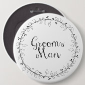 Badge Rond 15,2 Cm Groomsman épousant les étiquettes nommées (Devant & derrière)