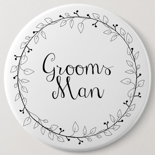 Badge Rond 15,2 Cm Groomsman épousant les étiquettes nommées (Devant)