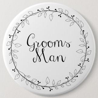Badge Rond 15,2 Cm Groomsman épousant les étiquettes nommées