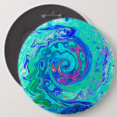 Badge Rond 15,2 Cm Groovy Abstract Ocean Blue and Green Liquid Swirl (Devant & derrière)