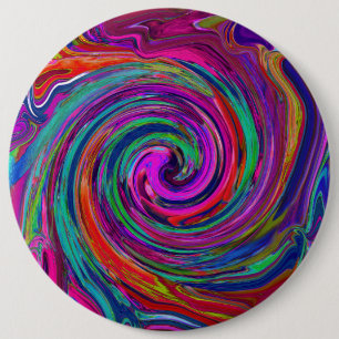 Badge Rond 15,2 Cm Groovy Abstrait Rétro Magenta Foncé Tourbillon Arc