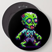 Badge Rond 15,2 Cm Halloween 8 bits drôle zombie (Devant & derrière)