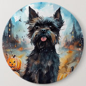 Badge Rond 15,2 Cm Halloween Affenpinscher avec la peur Citrouille (Devant)