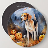Badge Rond 15,2 Cm Halloween Anglais Foxhound Avec Citrouille (Devant & derrière)