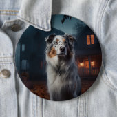 Badge Rond 15,2 Cm Halloween, berger australien (En situation)