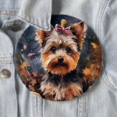 Badge Rond 15,2 Cm Halloween Biewer Terrier Avec La Peur Citrouille (En situation)