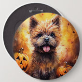 Badge Rond 15,2 Cm Halloween Cairn Terrier Avec La Peur Citrouille (Devant & derrière)