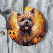 Badge Rond 15,2 Cm Halloween Cairn Terrier Avec La Peur Citrouille (En situation)