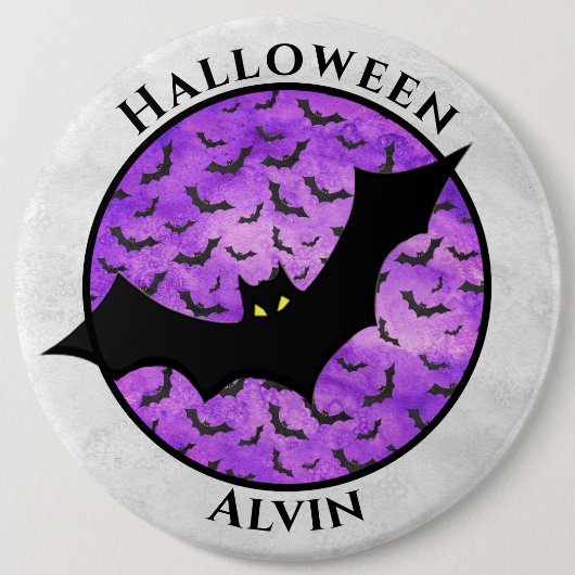Badge Rond 15,2 Cm Halloween chauve chauve-souris Motif aléatoire vio (Devant)