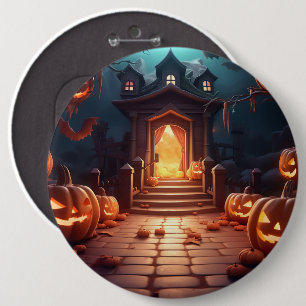 Badge Rond 15,2 Cm Halloween Citrouille brillant