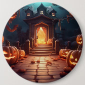 Badge Rond 15,2 Cm Halloween Citrouille brillant (Devant)