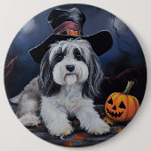 Badge Rond 15,2 Cm Halloween Citrouilles Havanais effraie (Devant)