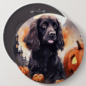 Badge Rond 15,2 Cm Halloween Cocker Spaniel Avec Citrouilles (Devant & derrière)