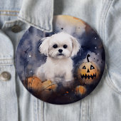 Badge Rond 15,2 Cm Halloween Maltais Avec Peur Citrouille (En situation)
