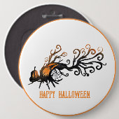 Badge Rond 15,2 Cm Halloween/octobre/automne/arbre citrouille (Devant & derrière)