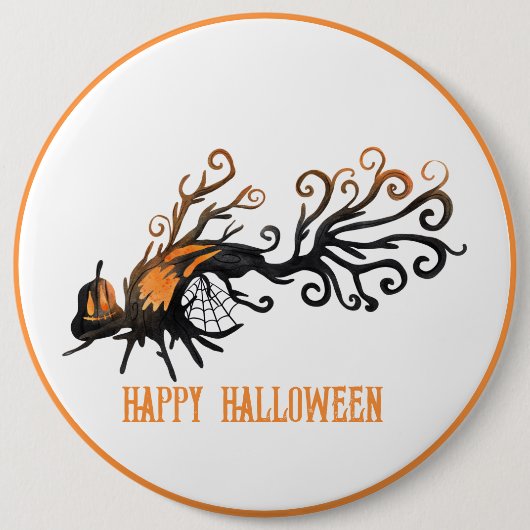 Badge Rond 15,2 Cm Halloween/octobre/automne/arbre citrouille (Devant)
