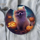 Badge Rond 15,2 Cm Halloween Poméranien Avec La Peur Citrouille (En situation)
