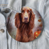 Badge Rond 15,2 Cm Halloween Rouge irlandais Setter avec la peur Citr (En situation)