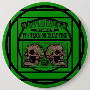 Badge Rond 15,2 Cm Halloween son temps d'essai ou de traitement - Ver