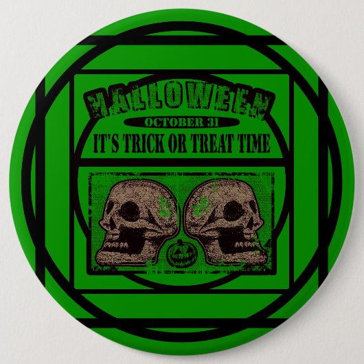 Badge Rond 15,2 Cm Halloween son temps d'essai ou de traitement - Ver (Devant)