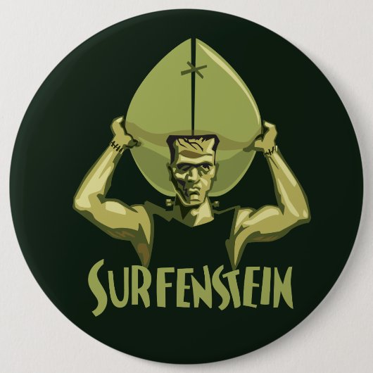 Badge Rond 15,2 Cm Halloween surfant Frankenstein (Devant)