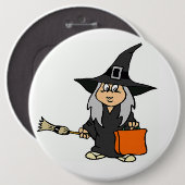 BADGE ROND 15,2 CM HALLOWEEN WITCH (Devant & derrière)