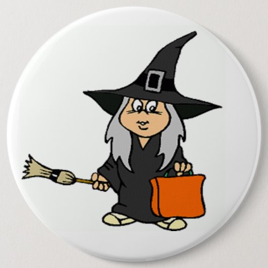 BADGE ROND 15,2 CM HALLOWEEN WITCH (Devant)