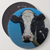 Badge Rond 15,2 Cm Happy Cow Portrait Carré (Devant & derrière)