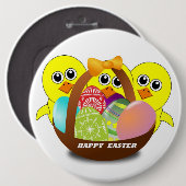 BADGE ROND 15,2 CM "HAPPY EASTER" CHICS (Devant & derrière)