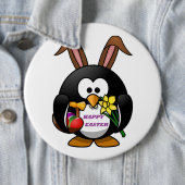 BADGE ROND 15,2 CM "HAPPY EASTER" PENGUIN BUNNY (En situation)