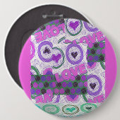 Badge Rond 15,2 Cm Happy Love craze (Devant & derrière)