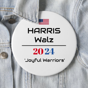 Badge Rond 15,2 Cm Harris Walz 2024 'Guerriers Joyeux'