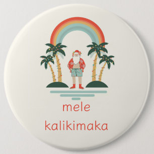 Badge Rond 15,2 Cm Hawaïen/arc-en-ciel/Palms Père Noël
