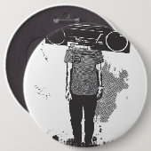 Badge Rond 15,2 Cm head radio (Devant & derrière)