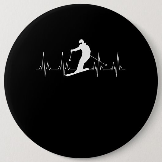 Badge Rond 15,2 Cm Heartbeat Skiing Gift For Skiers (Devant)