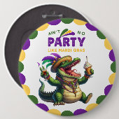 Badge Rond 15,2 Cm Heureux Mardi Gras Alligator (Devant & derrière)
