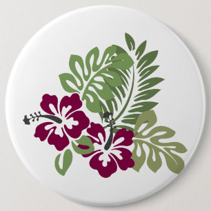 Badge Rond 15,2 Cm Hibiscus Bourgogne Décoration du feuillage Floral