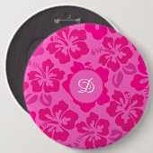 Badge Rond 15,2 Cm hibiscus hawaii tropical (Devant & derrière)