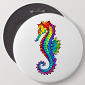 Badge Rond 15,2 Cm Hippocampe polygonal arc-en-ciel (Devant & derrière)
